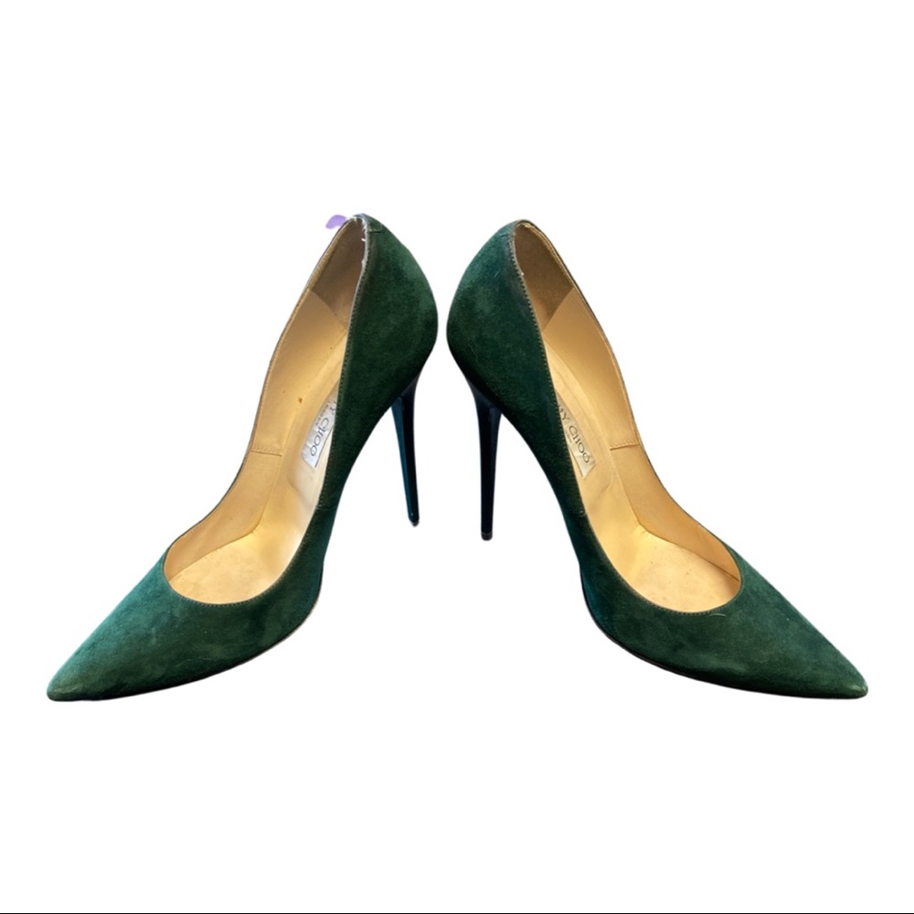 Forrest Green Suede Jimmy Choo Stilettos SZ 10.5
